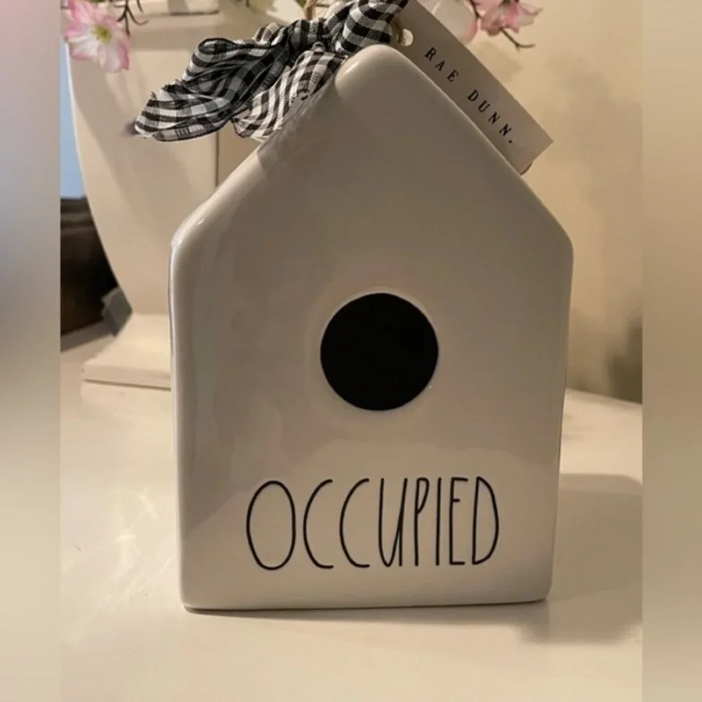 NWT, ceramic Bird House, Rae Dunn, “Occupied”
